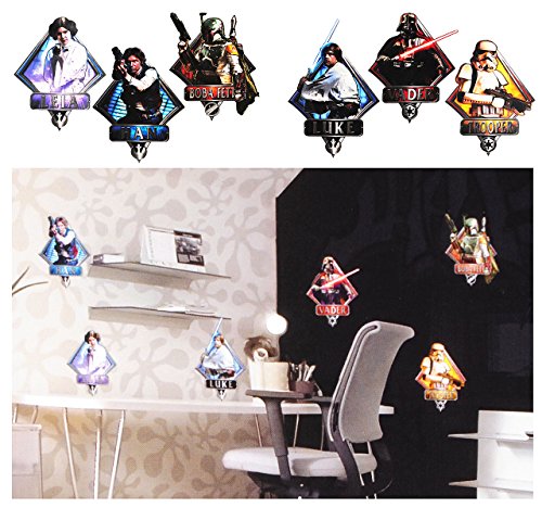 alles-meine.de GmbH 6 Stück: XL Wandsticker - Star Wars/Figuren - incl. Name - selbstklebend + wiederverwendbar - Aufkleber für Kinderzimmer - Wandtattoo/Sticker Anakin S.