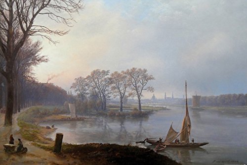 1art1 Johan Christian Dahl Aussicht Auf Dresden Von Pieschen Aus Gesehen Im Morgendunst, 1844 Selbstklebende Fototapete Poster-Tapete 180x120 cm