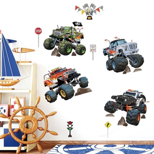 Wandtattoo Autos Junge Wandaufkleber Rennauto Cars Wandsticker Wanddeko 3D-Effekt Aufkleber für Kinderzimmer Jungen Babyzimmer Schlafzimmer