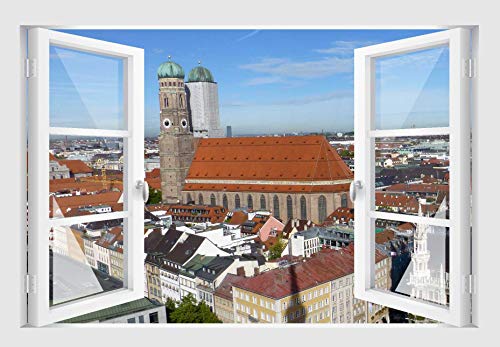 Skins4u Fenster 3D Optik Wandtattoo Wandbild Aufkleber 100x70cm München