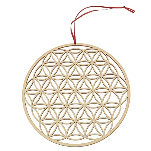 Spruchreif | Blume des Lebens aus Holz Ø 20 cm – Spirituelles Symbol als Wanddeko & Wandschmuck mit Band | Perfektes Esoterik Geschenk