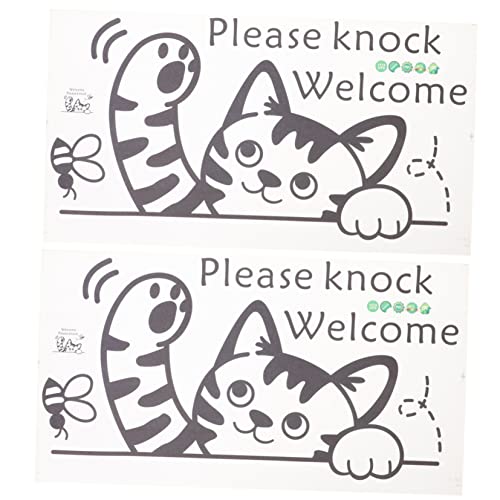 DOITOOL 2st Türaufkleber Innen Gestell Willkommen Wandtattoo Katze Aufhänger Türhänger Neonlichtzeichen Kleiderbügel Türnummernschilder Für Die Wand Schiene Anime Kofferaufkleber Pvc