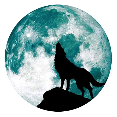 LIFKICH 1Pc Wandtattoo Mond Und Wolf Muster Leuchtende Wanddekoration Für Halloween Perfekte Fenster Und Türdekoration Für Gruselige Partys