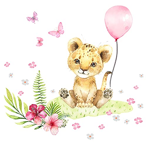 Little Deco Wandtattoo Wandsticker Kinderzimmer Mädchen Baby Löwe Safari Wandaufkleber Tiere Spielzimmer Wanddeko Ballon Babyzimmer Wandbild Kinder DL693-4