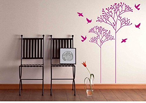 Unbekannt Wandtattoo wandaufkleber Aufkleber Wandsticker wall sticker Wohnzimmer Schlafzimmer Kinderzimmer KÜCHE 30 Farben zur Wahl Vogel Baum Zweige wbm07(043 lavendel, Größe3:ca.180 und 120 Hoch)