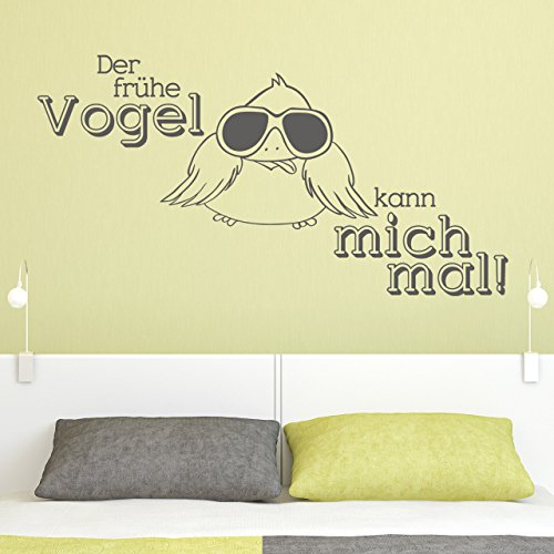 DESIGNSCAPE® Wandtattoo Der frühe Vogel kann mich mal | Farbe: beige | Größe: groß (120 x 62 cm)