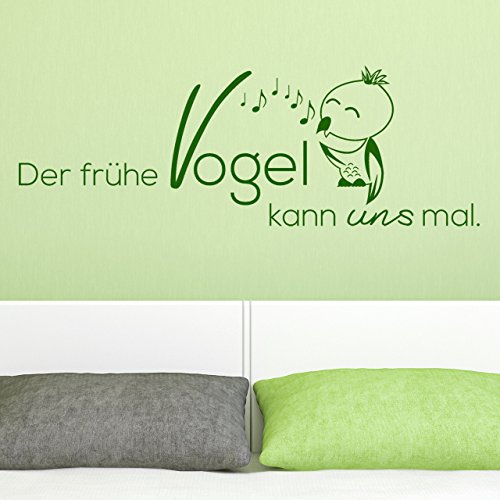 DESIGNSCAPE® Wandtattoo Der frühe Vogel kann uns mal | Farbe: türkis | Größe: mittel (120 x 43 cm)