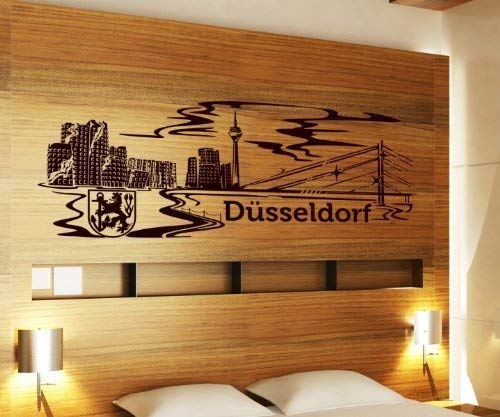 Wandtattoo Düsseldorf Skyline XXL Tattoo Wand Aufkleber Deutschland Stadt 1M137, Farbe:Pink glanz;Breite:75 cm