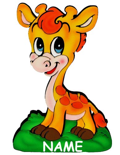 alles-meine.de GmbH 3-D Wandbild/Türschild/Wandtattoo - XL Giraffe Tier - Wetterfest - incl. Name - Bild Kinderzimmer Wandsticker Wanddeko Namensschild