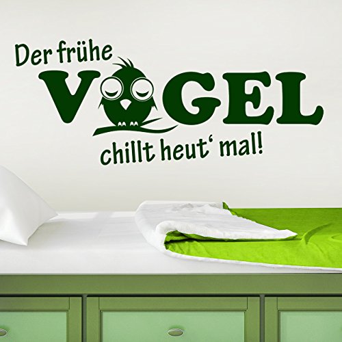 DESIGNSCAPE® Wandtattoo Der frühe Vogel chillt heut mal | Farbe: türkis | Größe: mittel (120 x 49 cm)