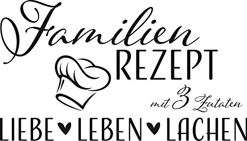 GRAZDesign Wandtattoo Wohnzimmer Familie Familienrezept mit 3 Zutaten, Lustig Sprüche Flur, Küche, Wandaufkleber selbstklebend, Wandsticker modern, 70x40cm, 070 schwarz