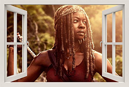 Unified Distribution The Walking Dead - Michonne - Wandtattoo mit 3D Effekt, Aufkleber für Wände und Türen Größe: 92x61 cm, Stil: Fenster