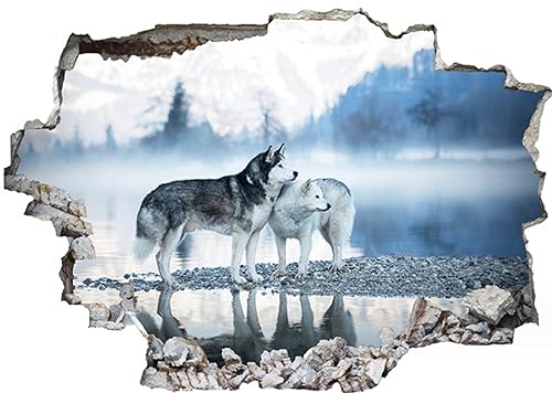 Weißer Wolf Selbstklebender Wandtattoo Aufkleber Für Wand Piercing, Wohnzimmer, Schlafzimmer, Bett, Zimmer Dekoration Wandtattoo, Tv Hintergrund Wand 40,60cm