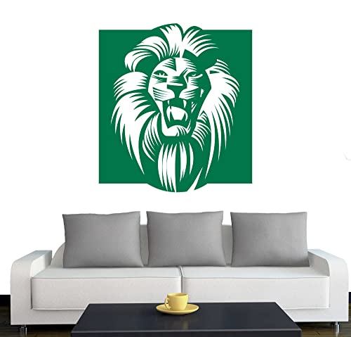 A060 Wandtattoo  Afrika Löwe  60cm x 55cm grün - Dekoration - Bad - Wohnzimmer - Aufkleber - Wandsticker