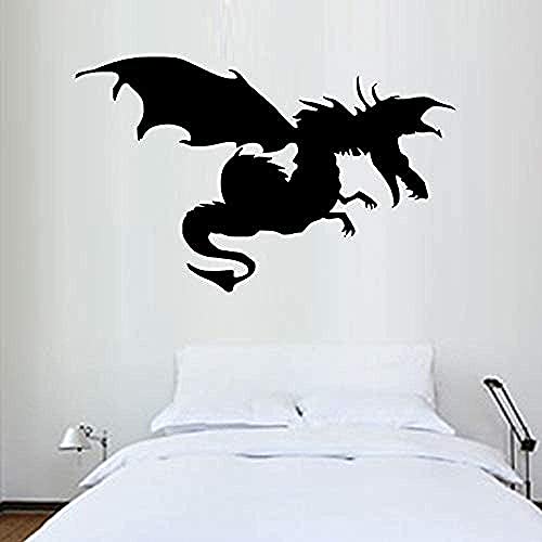 Wandaufkleber Aufkleber Design Film Wandtattoo Vinyl Abnehmbarer Drache Mit Flügeln Aufkleber Schlafzimmer Kopfteil Dekoration 81X50Cm