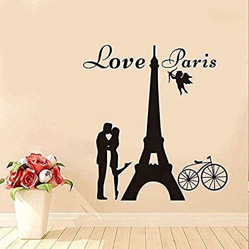 Wandtattoo  Love Paris , abnehmbar, PVC, 62 x 58 cm