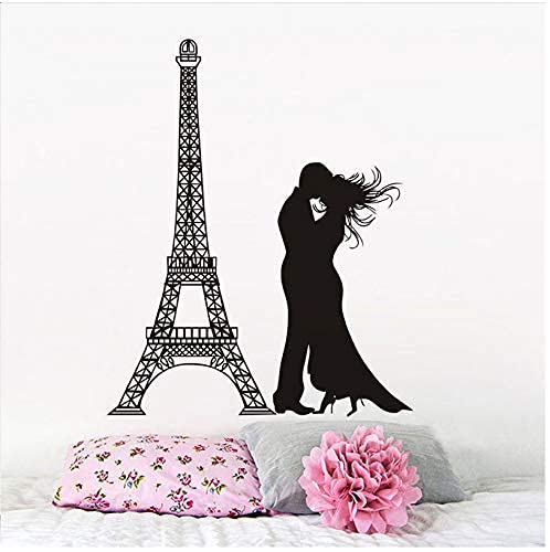 Küssendes Paar Und Paris Turm Wandtattoo Romantische Wandkunst Diy Wandbild Hochzeit Dekoration Vinyl-Aufkleber 58X72Cm