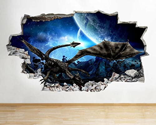 3D Wandtattoo Wandsticker Wandaufkleber -- Welt des Schwarzen Drachen -- Schlafzimmer Wohnzimmer 70x110cm