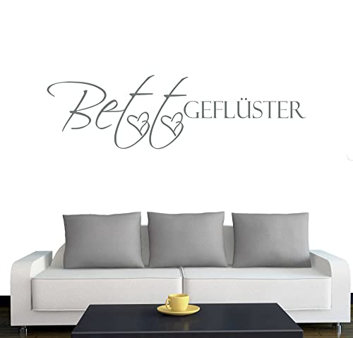 Klebesüchtig Wandtattoo Bettgeflüster 60cm x 17cm grau Dekoration - Bad - Wohnzimmer - Aufkleber - Wandsticker