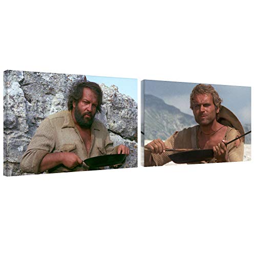 Terence Hill und Bud Spencer - Beans Dinner - Leinwand Set (2 Leinwände je 75x50cm)