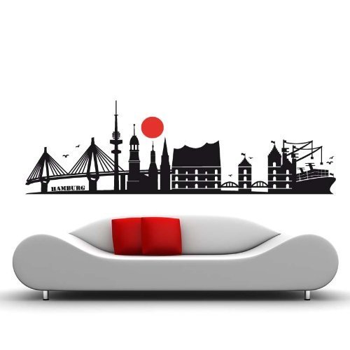 wandtattoo-factory Skyline Hamburg - 130 x 40cm - Farbe: Weiss