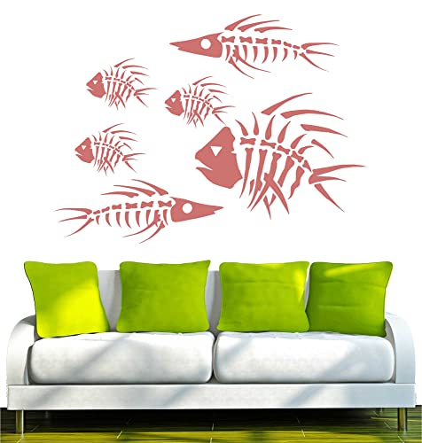 INDIGOS UG – Wandtattoo, Motiv: Schwarm Fische 120 x 87 cm Haselnuss