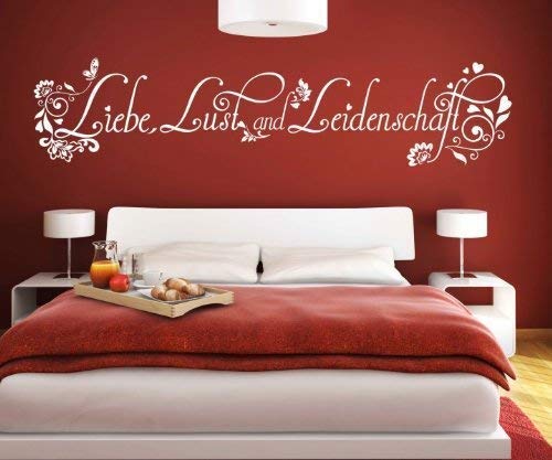 Wandtattoo Spruch Liebe Lust Leidenschaft Wandsticker Zitate Aufkleber 5D528, Farbe:Beige glanz;Breite vom Motiv:160cm