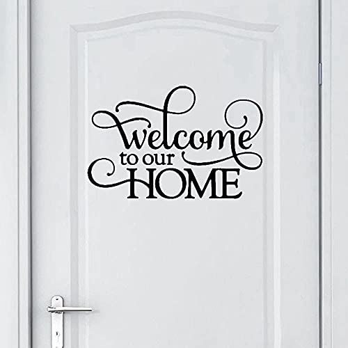 Wandtattoo mit Spruch  Welcome to Our Home , abziehbare Vinyl-Wandsticker, für Türen, Wohnzimmer, Schlafzimmer usw., erzeugt eine gemütliche Atmosphäre 87X57Cm