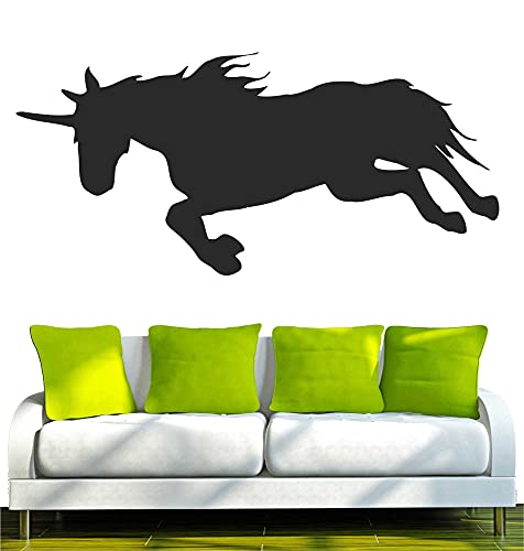 WANDTATTOO/Wandsticker w009 Einhorn Pferd Engel Wunder Märchen 120x55, schwarz