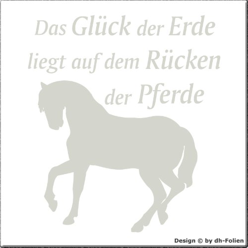 wall-refine WS-00160 | DAS GLÜCK DER Erde LIEGT AUF DEM RÜCKEN DER Pferde | Premium Wandtattoo Wandaufkleber der Extra-Klasse, 50 x 57 cm lichtgrau, seidenmatter Glanz