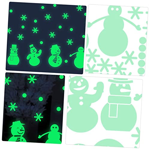 BESTonZON 1 Satz Weihnachtsfluoreszierende Aufkleber Schneemann Wandtattoo Weihnachtliche Wandtattoos Dekorative Aufkleber Abnehmbarer Schneemann-aufkleber Für Zu Hause Pvc Green