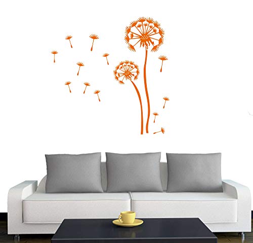 A350 Wandtattoo  2x Pusteblumen + 25 Samen  120cm / 80cm hellorange (erh. in 40 Farben + 3 Größen)