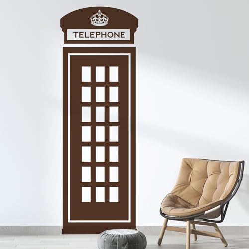 Wandtattoo London - Englische Telefonzelle Medium (580 x 220mm) schokoladenbraun