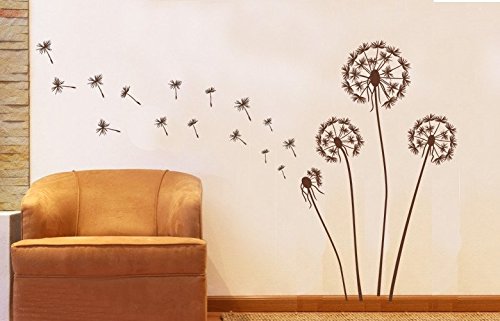 Wandtattoo wandaufkleber Aufkleber Wandsticker wall sticker Wohnzimmer Schlafzimmer Kinderzimmer Pusteblume mit samen 4er-Set dandelion blumen Ranke Blume Blumen Blumenranke Blumeranke Vine Flower Butterfly floral 30 Farben zur Wahl wp07 (034 orange, Gr?