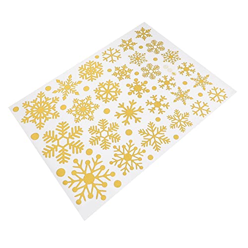 GRADENEVE 1 Blatt Schneeflocken-Aufkleber Fensteraufkleber Fenster Schneeflocke haften weihnachtsdeko Weihnachtsaufkleber Schneeflocke Wandtattoo weihnachtliche wandaufkleber PVC Golden