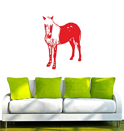 INDIGOS UG WANDTATTOO w527 Pferd - Pony Wandaufkleber 80x58 cm rot - Dekoration Fensterfolie - Wandaufkleber - Kinderzimmer Wohnzimmer Schlafzimmer Küche Badezimmer Büro Hotel