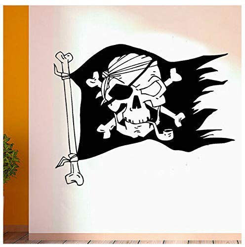 Piratenflagge Wandaufkleber Piraten Junge Teen Zimmer Dekoration Wandtattoo Künstler Dekoration Vinyl Abnehmbare Tapete 42X33Cm