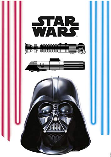 Komar - Star Wars - Deco-Sticker DARTH VADER - 50 x 70 cm - Wandtattoo, Wandbild, Wandsticker, Wandaufkleber, Walltattoo, Laserschwert, Anakin Skywalker - 14030h, schwarz/ rot/ blau, 18887h