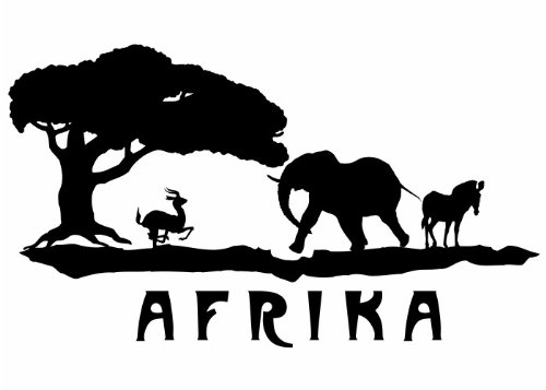 Wandtattooladen Wandtattoo - Afrika - Elefant, Zebra, Gazelle Größe:40x23cm Farbe: türkis