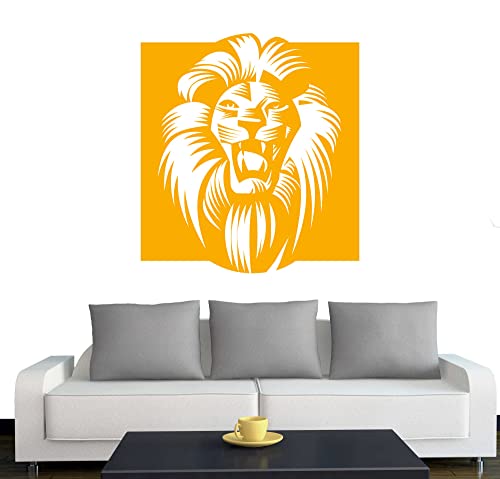 A060 Wandtattoo  Afrika Löwe  60cm x 55cm goldgelb - Dekoration - Bad - Wohnzimmer - Aufkleber - Wandsticker