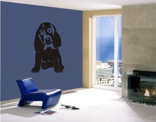 blattwerk-design Wandtattoo, Wandaufkleber, Basset, Hund, Hunde, Basset, Größe ca. 450 mm x 300 mm, Auswahl (M030 Dunkelrot)