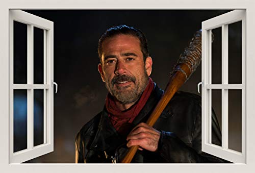 Unified Distribution The Walking Dead - Negan - Jeffrey Dean Morgan - Wandtattoo mit 3D Effekt, Aufkleber für Wände und Türen Größe: 92x61 cm, Stil: Fenster