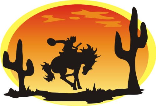 INDIGOS UG - Wandtattoo Wandsticker Wandaufkleber Aufkleber bunt ME055 Cowboy Pferd Wilder Westen Sonnenuntergang 120 x 82 cm