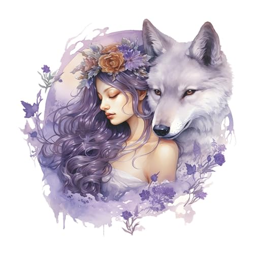 KAISUN Wandtattoo, Beauty Wolf Blume Fee Wandabziehbild, Wandsticker Wanddeko für Mädchen Baby Kinderzimmer Schlafzimmer Spielzimmer