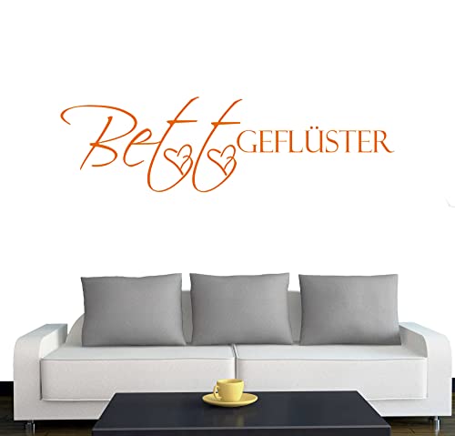 Klebesüchtig Wandtattoo Bettgeflüster 120cm x 34cm Hellorange Dekoration - Bad - Wohnzimmer - Aufkleber - Wandsticker