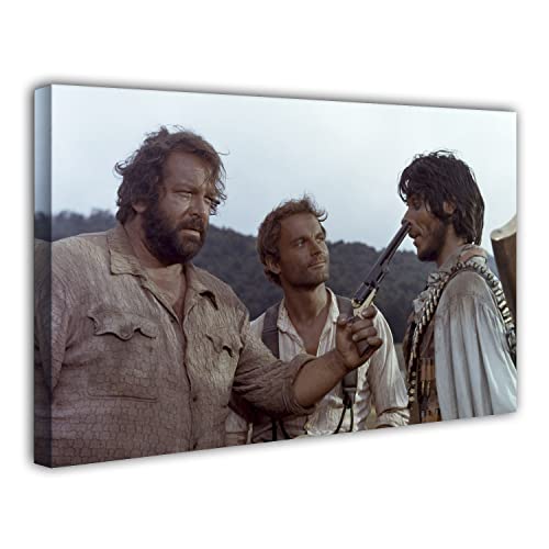 Terence Hill Bud Spencer Leinwand - Emiliano - Die rechte und die linke Hand des Teufels - Kunstdruck (120 x 80 cm)