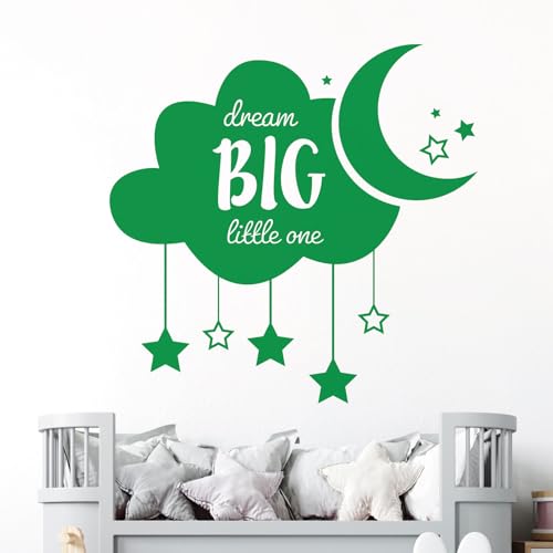 Wandtattoo  Dream Big Little One , Wolke, Sterne, Mond XLarge (820 x 800mm) cactus