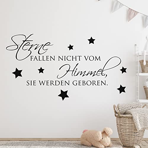 GRAZDesign Wandtattoo Babyzimmer Sterne Fallen Nicht vom Himmel Spruch | Kinderzimmer Dekoration | Geschenke zur Geburt Mädchen Junge - 72x40cm / 072 hellgrau