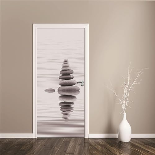 3D Türaufkleber Steine, Kieselsteine 90 X 200 Cm Türtapete Selbstklebend Türposter - Fototapete 3D Effekt Türfolie Poster Tapete Wandtattoo Diy Selbstklebende Wandbild Pvc Wasserdichte Tapete 0