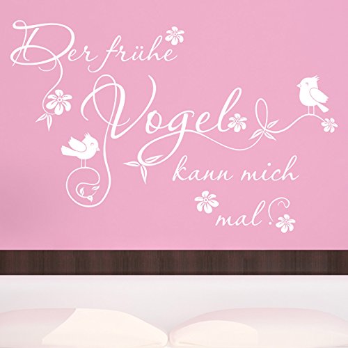 DESIGNSCAPE® Wandtattoo Der frühe Vogel kann mich mal mit Schnörkel | Farbe: türkis | Größe: mittel (90 x 59 cm)